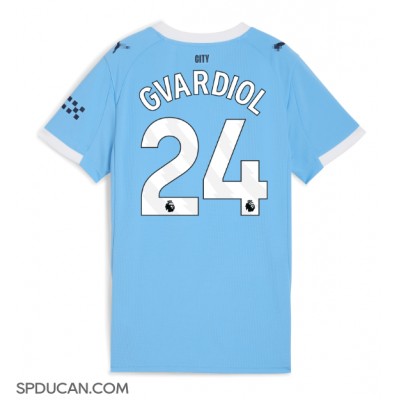 Zenski Nogometni Dres Manchester City Josko Gvardiol #24 Domaci 2025-26 Kratak Rukav Zenski Nogometni Dres Manchester City Josko Gvardiol #24 Domaci 2025-26 Kratak Rukav